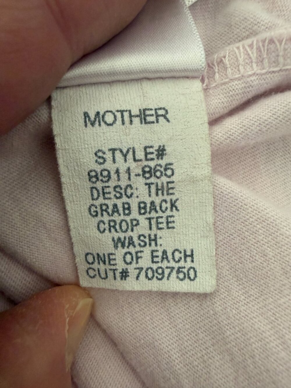 MOTHER The Grab Back Crop Tee- Pink-/White lettering L- in One of Each- Summer - Picture 5 of 7